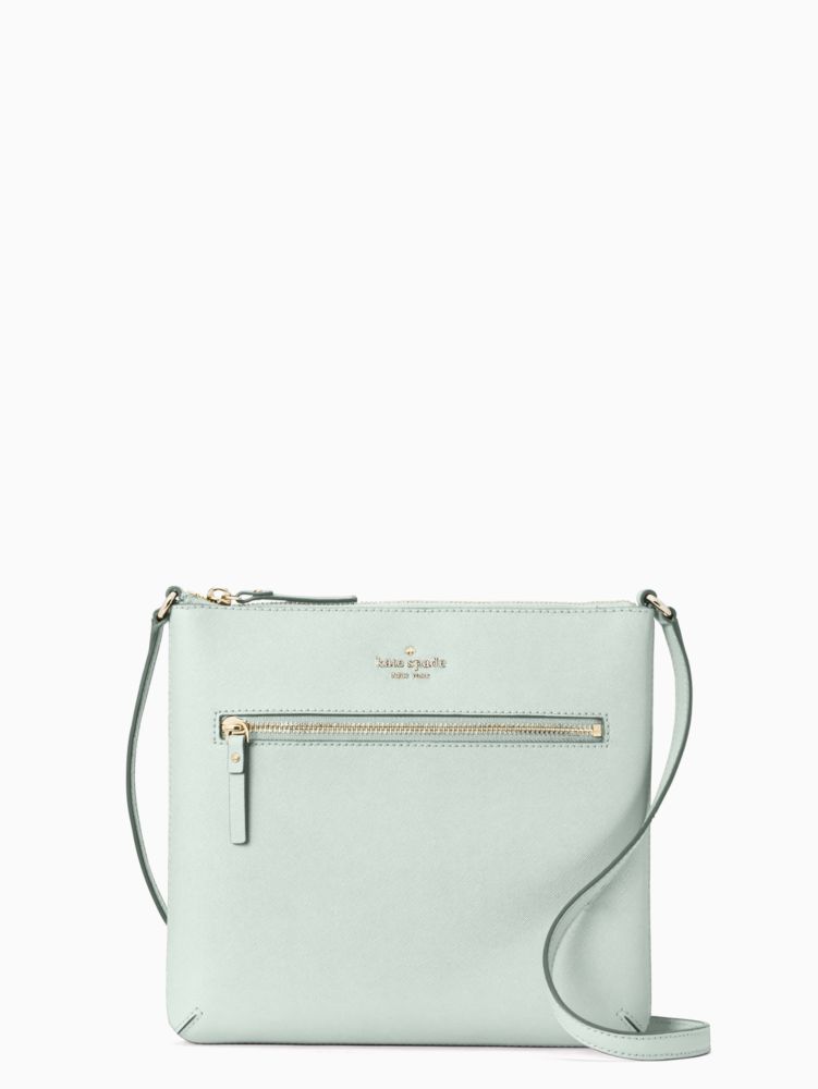 Kate Spade,Laurel Way Rima Crossbody,Leather,Crossbody,Metal,Logo,Lined,Casual,Blue
