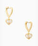 Kate Spade,rock solid stone heart huggies earrings,earrings,Clear/Gold