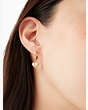 Kate Spade,rock solid stone heart huggies earrings,earrings,Clear/Gold