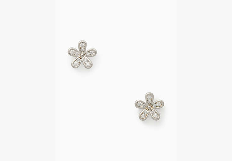 Kate Spade,gleaming gardenia flower studs,Clear/Silver image number 0