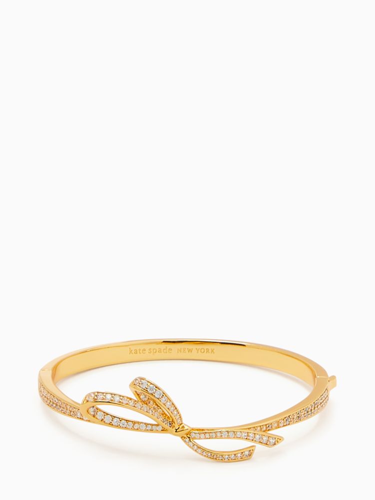 Kate Spade,all tied up pave bangle,Clear/Gold