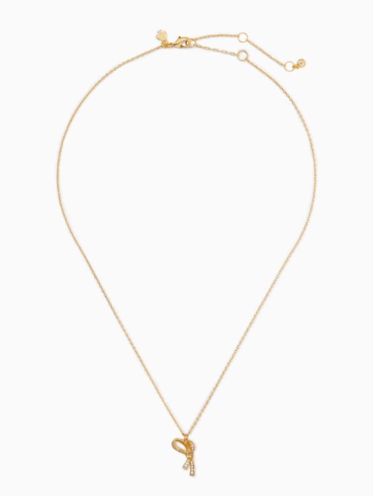 Kate Spade,all tied up pave mini pendant,Clear/Gold