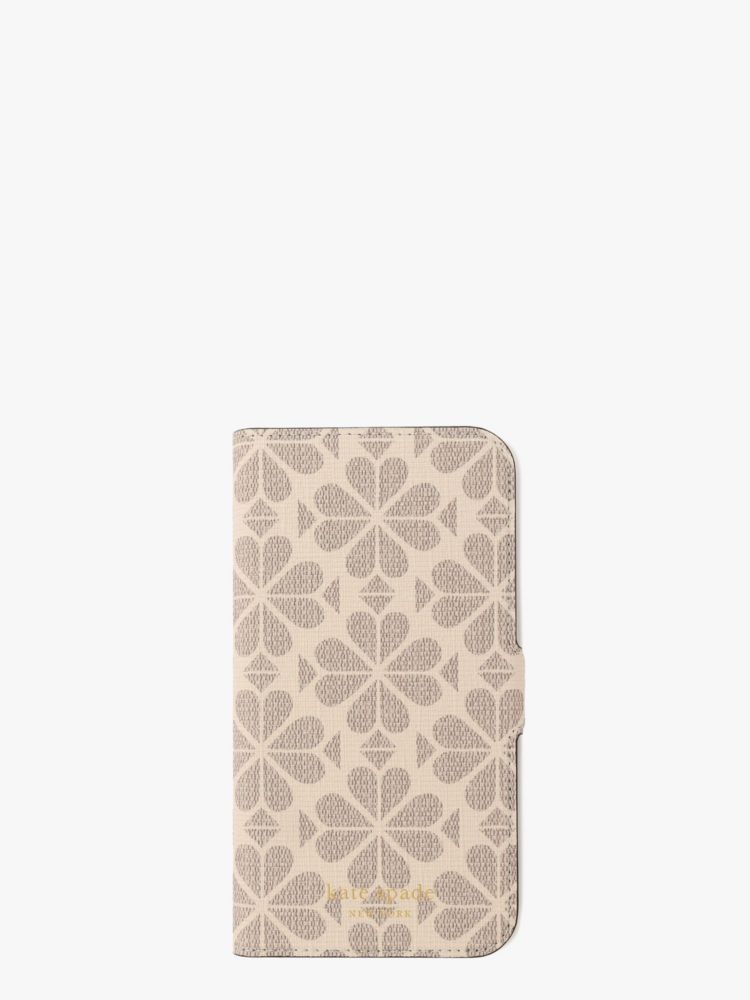 Kate Spade,スペード フラワー コーテッド キャンバス アイフォン 13 プロ フォリオ,iPhoneケース,パーチメントマルチ