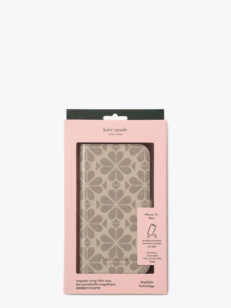 Kate Spade,スペード フラワー コーテッド キャンバス アイフォン 13 プロ フォリオ,iPhoneケース,パーチメントマルチ