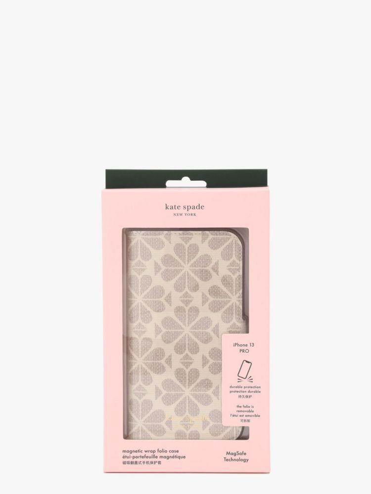 Kate Spade,スペード フラワー コーテッド キャンバス アイフォン 13 プロ フォリオ,iPhoneケース,パーチメントマルチ