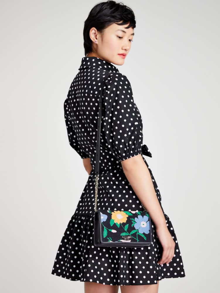 Kate Spade,floral jacquard chain wallet,Small,