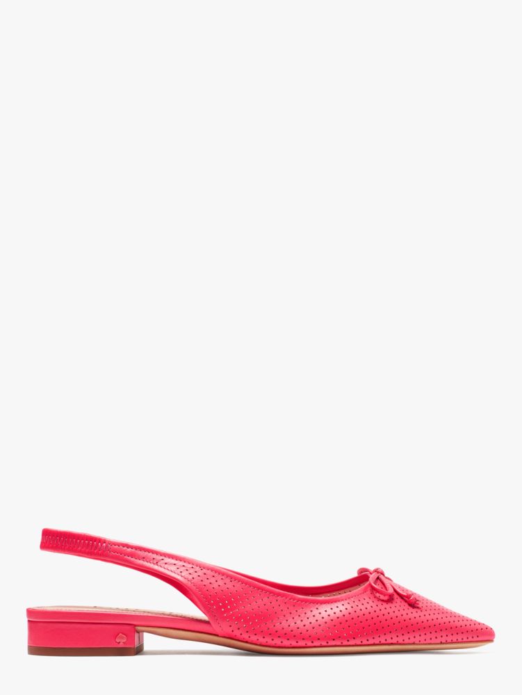 Kate Spade,Veronica Flats,Nappa Leather,Rubber,Flats,Perforated,Bow,Elastic Gore,Casual,Day Party,Fuchsia