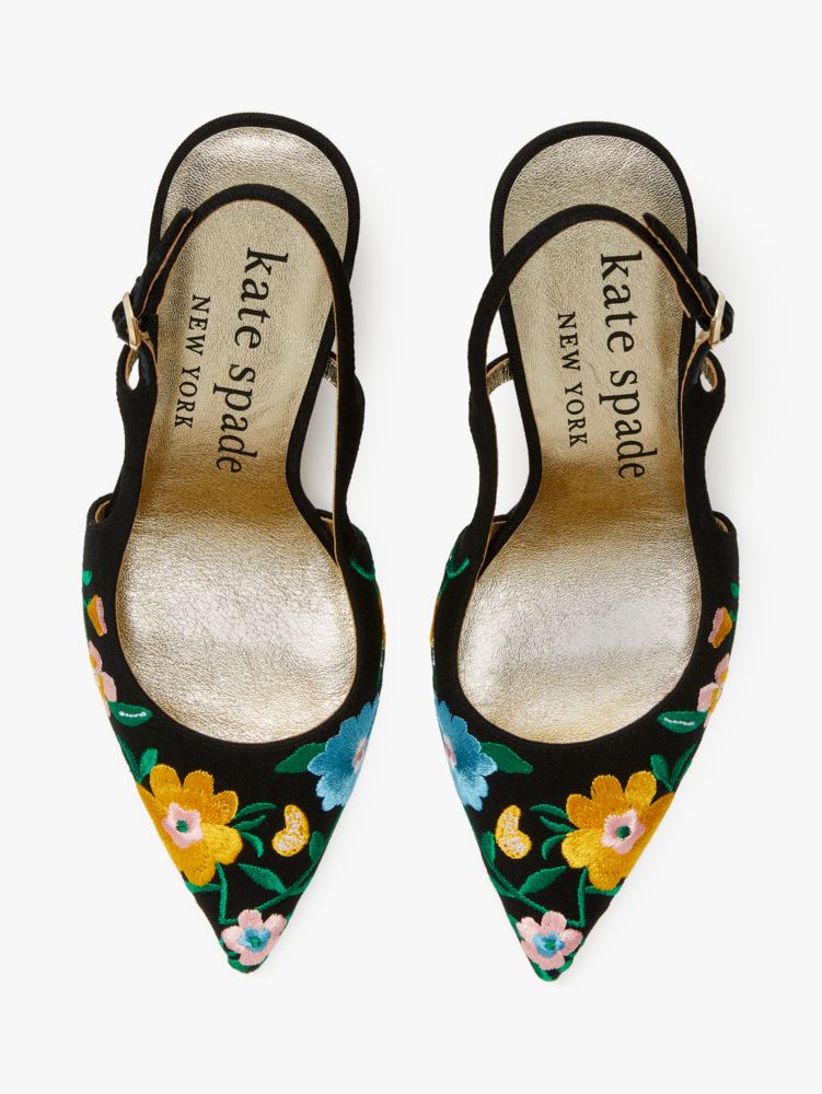 Kate Spade,Valerie Slingback Pumps,Floral Garden Black