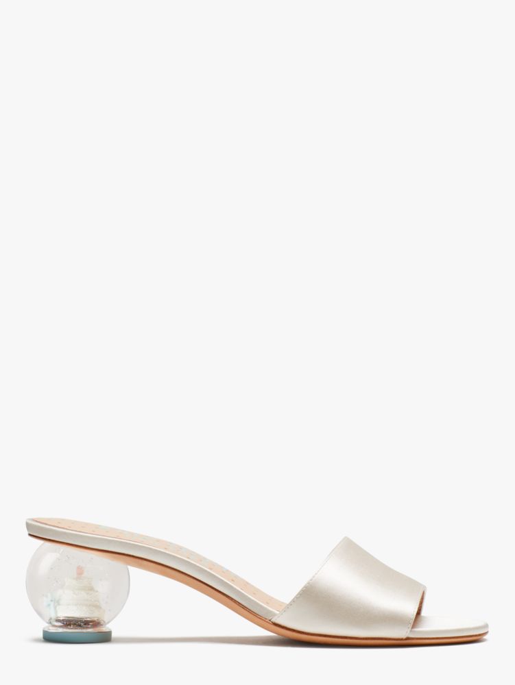 Kate Spade,Love Slide Sandals,Lining Leather,Sculptural Heel,Slides,Day Party,Cream