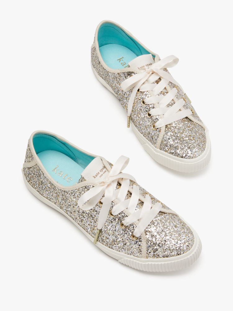 Kate Spade,Trista Sneakers,Lining Twill,Lining Cotton,Casual,Plastic,Embellished,Glitter,Gold Metal,Day Party,