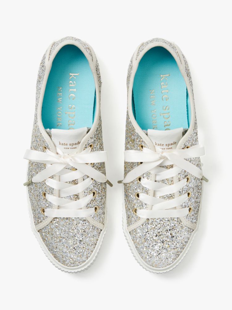 Kate Spade,Trista Sneakers,Lining Twill,Lining Cotton,Casual,Plastic,Embellished,Glitter,Gold Metal,Day Party,