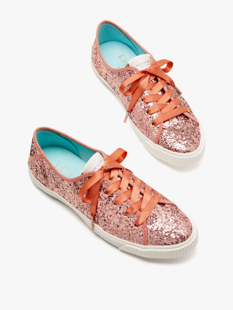 Kate Spade,Trista Sneakers,Lining Twill,Lining Cotton,Casual,Plastic,Embellished,Glitter,Gold Metal,Day Party,