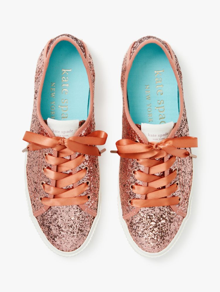 Kate Spade,Trista Sneakers,Lining Twill,Lining Cotton,Casual,Plastic,Embellished,Glitter,Gold Metal,Day Party,