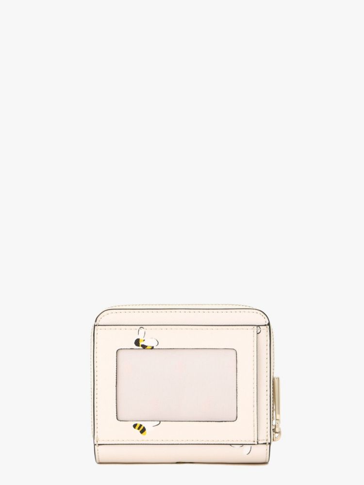 Kate Spade,Staci Bees Printed Small Zip Around Bifold Wallet,