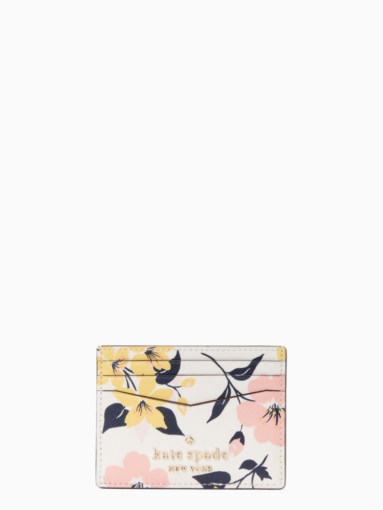 Kate Spade store Staci Lily Blooms Small Slim Card Holder Cream Multi