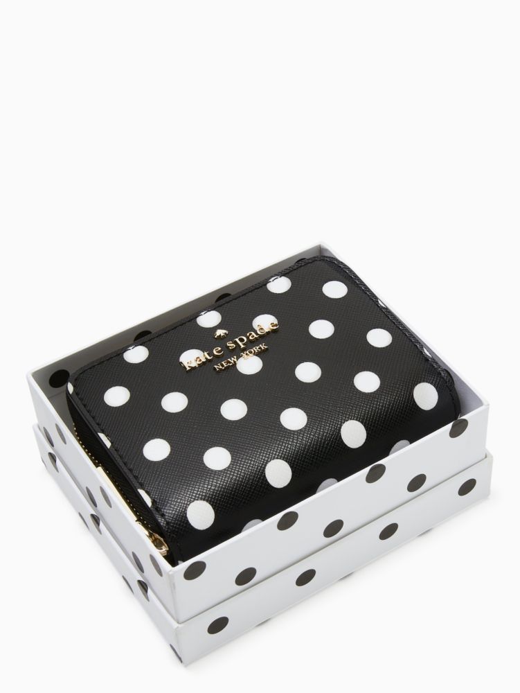 Kate Spade,cheers boxed small zip around card case,Black Multi