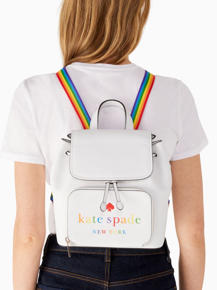 Kate Spade,darcy flap rainbow backpack,backpacks,White Dove