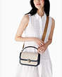 Audrey Canvas Top Handle Flap Crossbody, Optwht/Rose Gold, Product