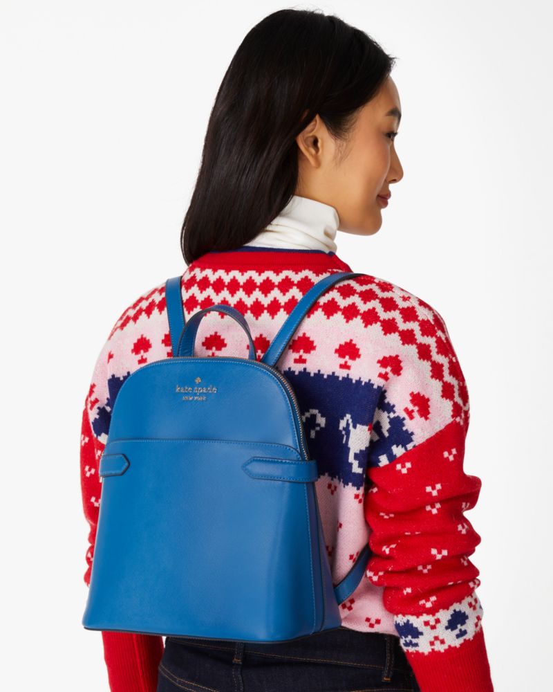 Kate Spade,Staci Dome Backpack,Leather,Backpack,Logo,Metal,Lined,Casual,