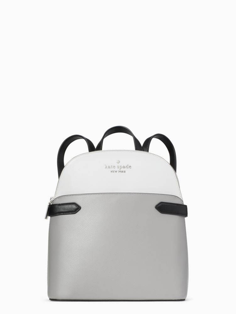 Kate Spade Staci Medium Colorblock Warm Beige Saffiano Leather Dome  Backpack Bag