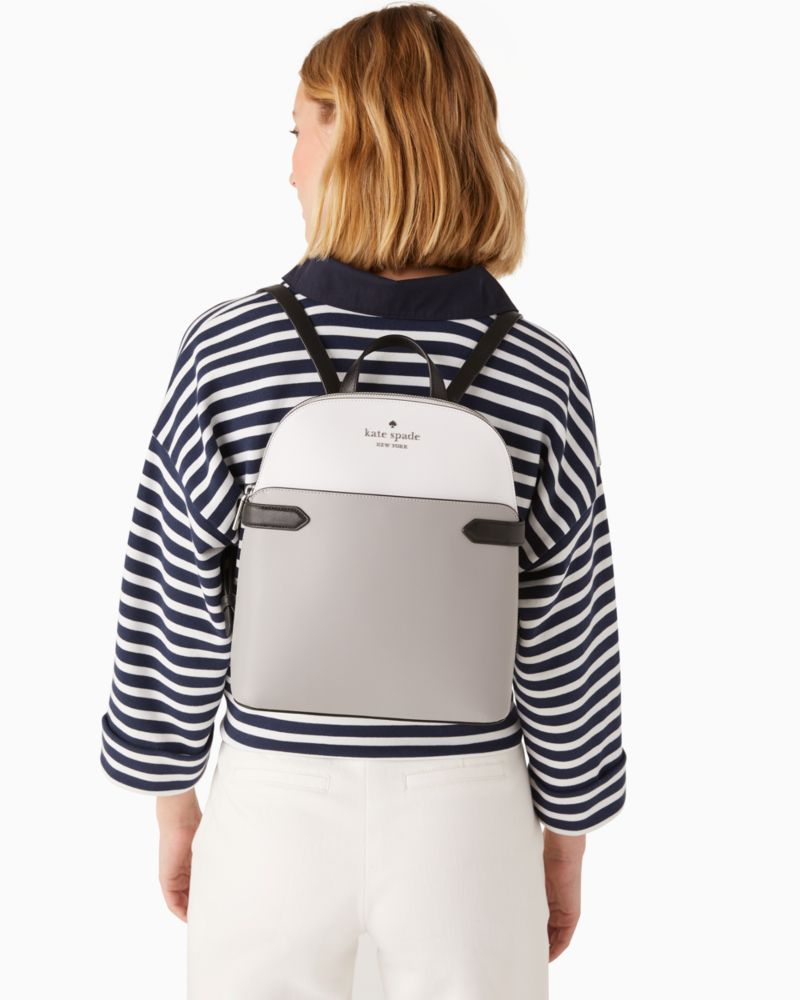 Kate Spade,Staci Dome Backpack,Leather,Backpack,Logo,Metal,Color Block,Lined,Casual,