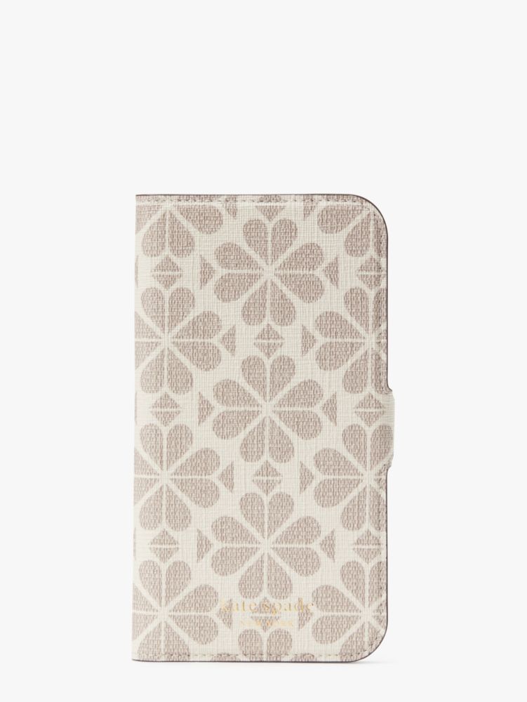 Kate Spade,スペード フラワー コーテッド キャンバス アイフォン 13 フォリオ,パーチメントマルチ
