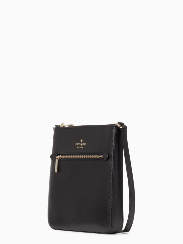 Kate Spade,Sadie North South Large Crossbody,Leather,Crossbody,Logo,Word Embellishment,Lined,Casual,Black