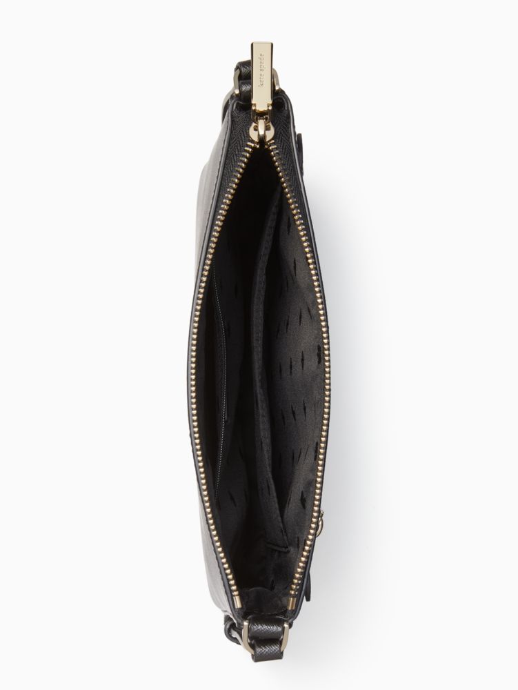 Kate Spade,Sadie Large Crossbody,Leather,Crossbody,Logo,Word Embellishment,Lined,Casual,Black
