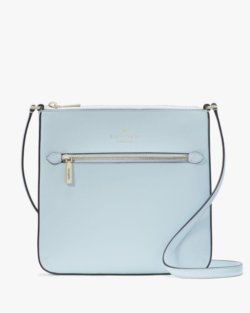 Kate Spade,Sadie North South Crossbody,Leather,Crossbody,Logo,Word Embellishment,Lined,Casual,Blue