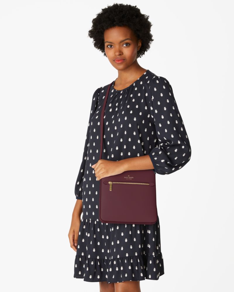 Kate Spade,Sadie Large Crossbody,Leather,Crossbody,Logo,Word Embellishment,Lined,Casual,
