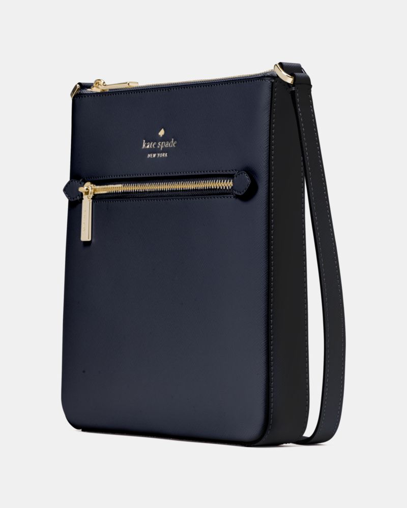 Kate Spade,Sadie Large Crossbody,Leather,Crossbody,Logo,Word Embellishment,Lined,Casual,Navy