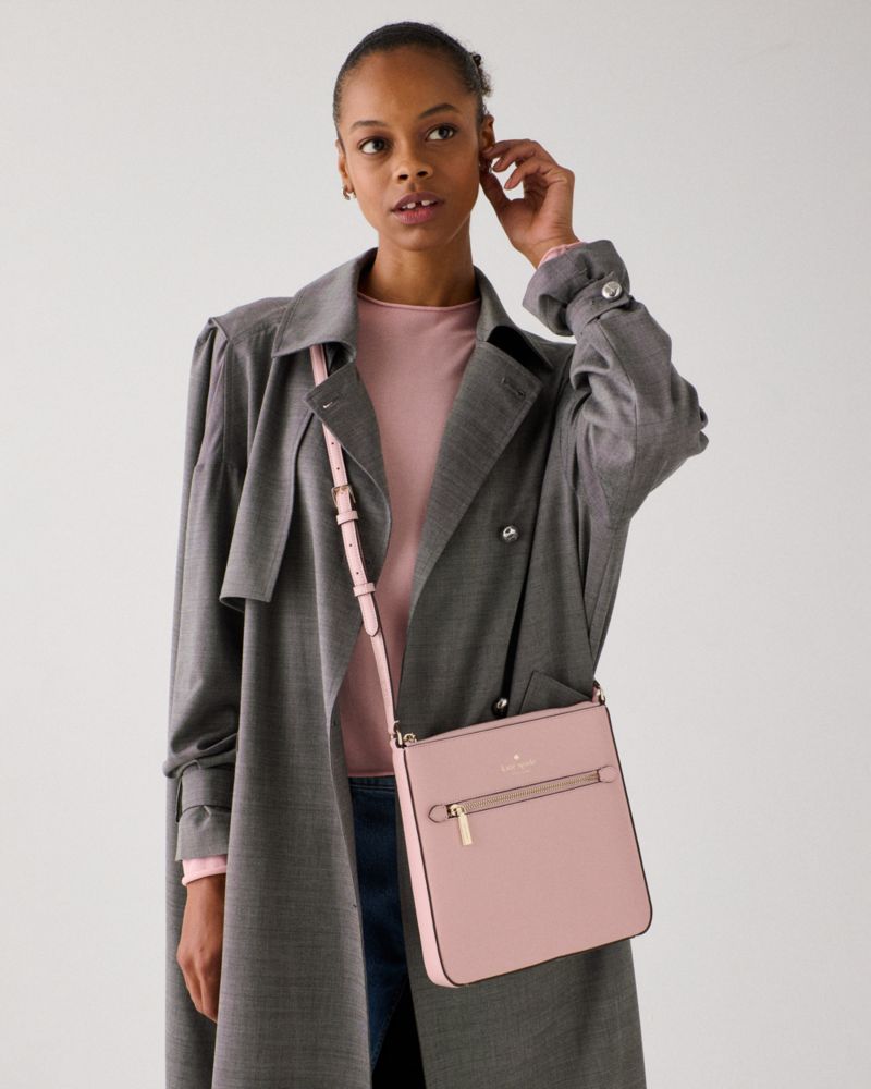 Kate Spade,Sadie Large Crossbody,Leather,Crossbody,Logo,Word Embellishment,Lined,Casual,Pink