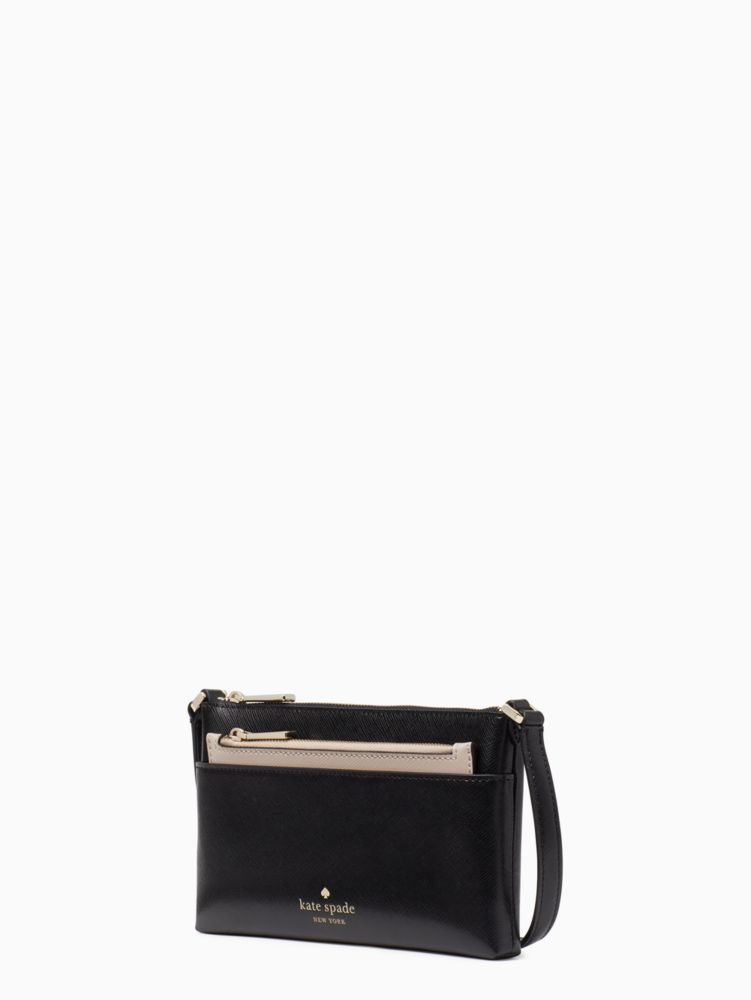 Kate Spade,Sadie Crossbody Set,Leather,Crossbody,Pouch,Metal,Logo,Lined,Casual,Black