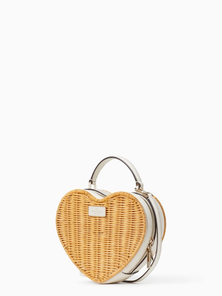 Kate Spade,love shack heart wicker crossbody,crossbody bags,Parchment