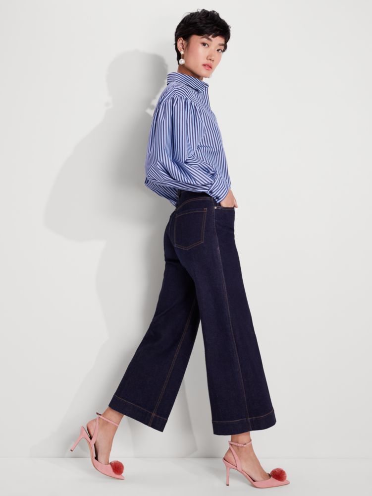 Kate Spade Wide-leg Cuffed Denim Pants