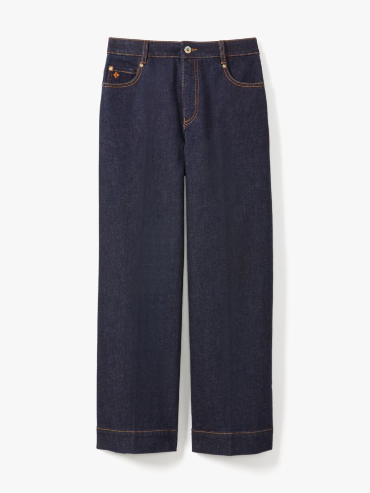 Kate Spade Wide-leg Cuffed Denim Pants