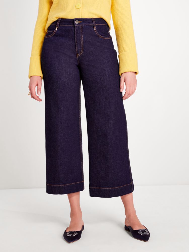 Kate Spade Wide-leg Cuffed Denim Pants