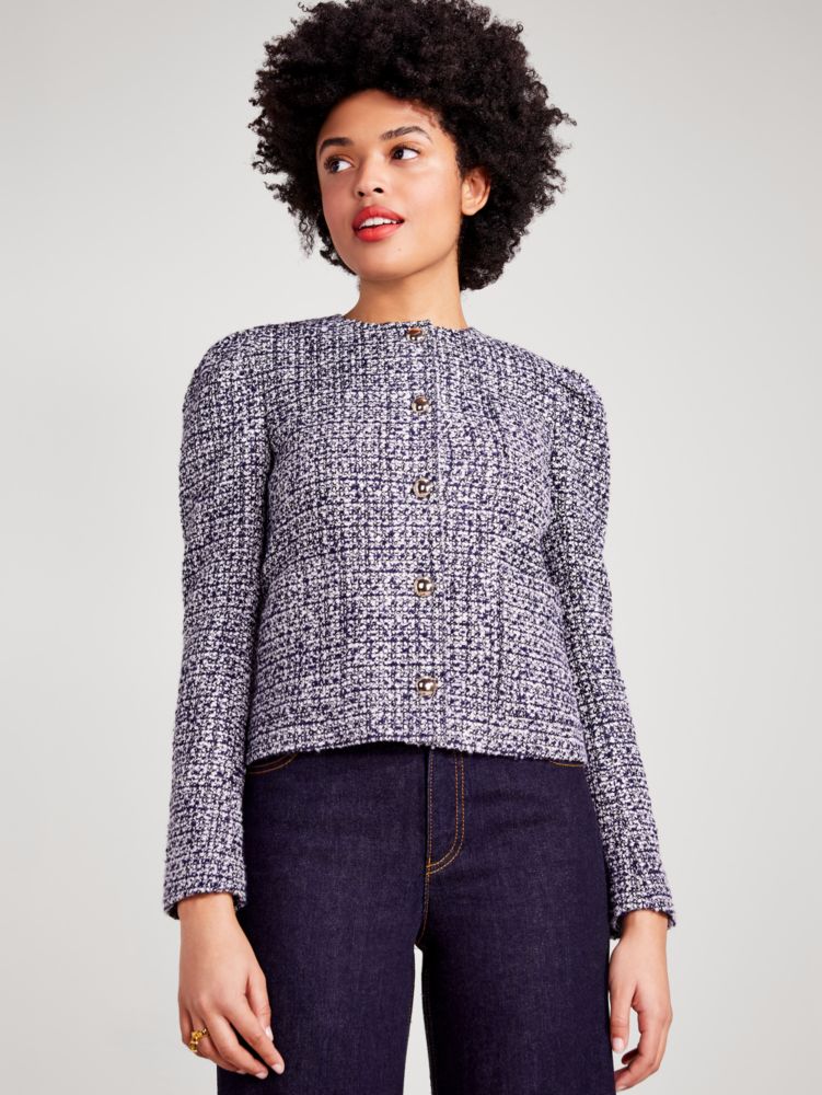 Kate Spade,Tweed Puff-sleeve Jacket,