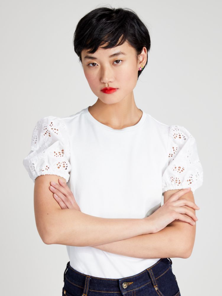 Kate Spade,Butterfly Eyelet Tee,