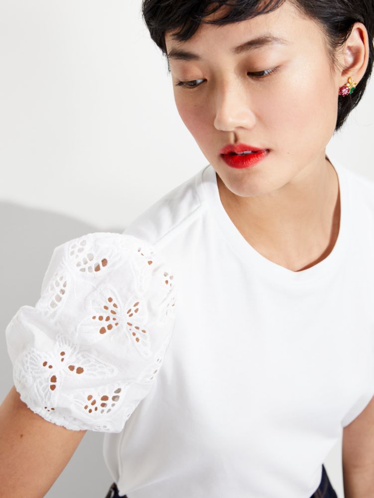 Kate Spade,Butterfly Eyelet Tee,