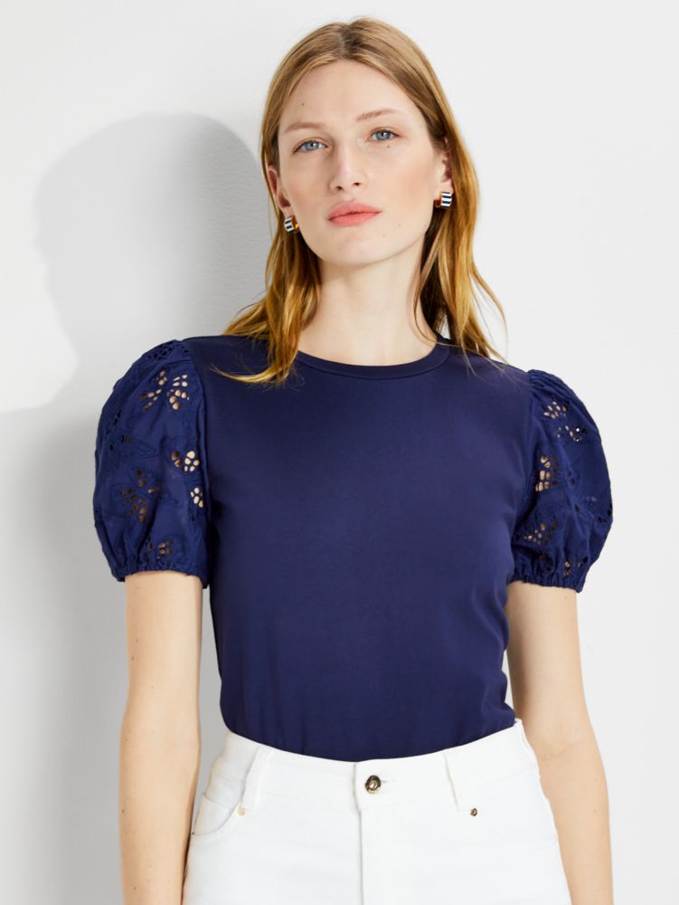 Kate Spade,Butterfly Eyelet Tee,