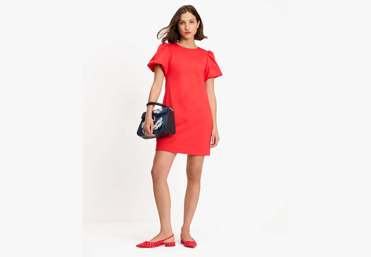 Kate Spade,ponte puff-sleeve dress,dresses & jumpsuits,Wear to Work,Ponderosa Red image number 0