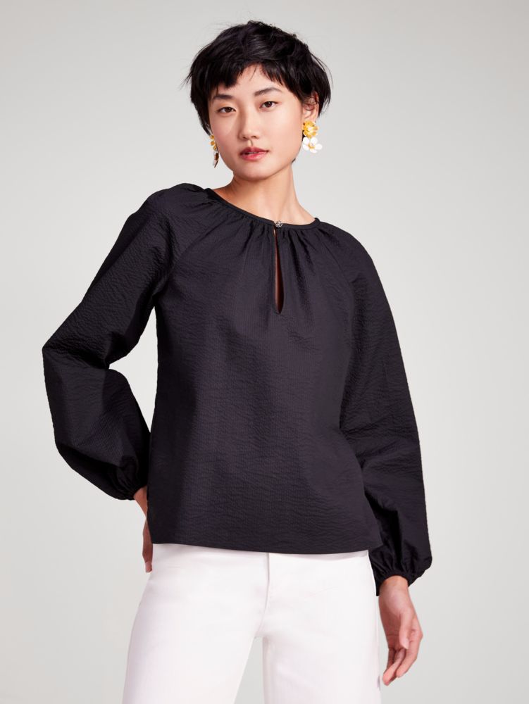 Kate Spade,Solid Seersucker Top,