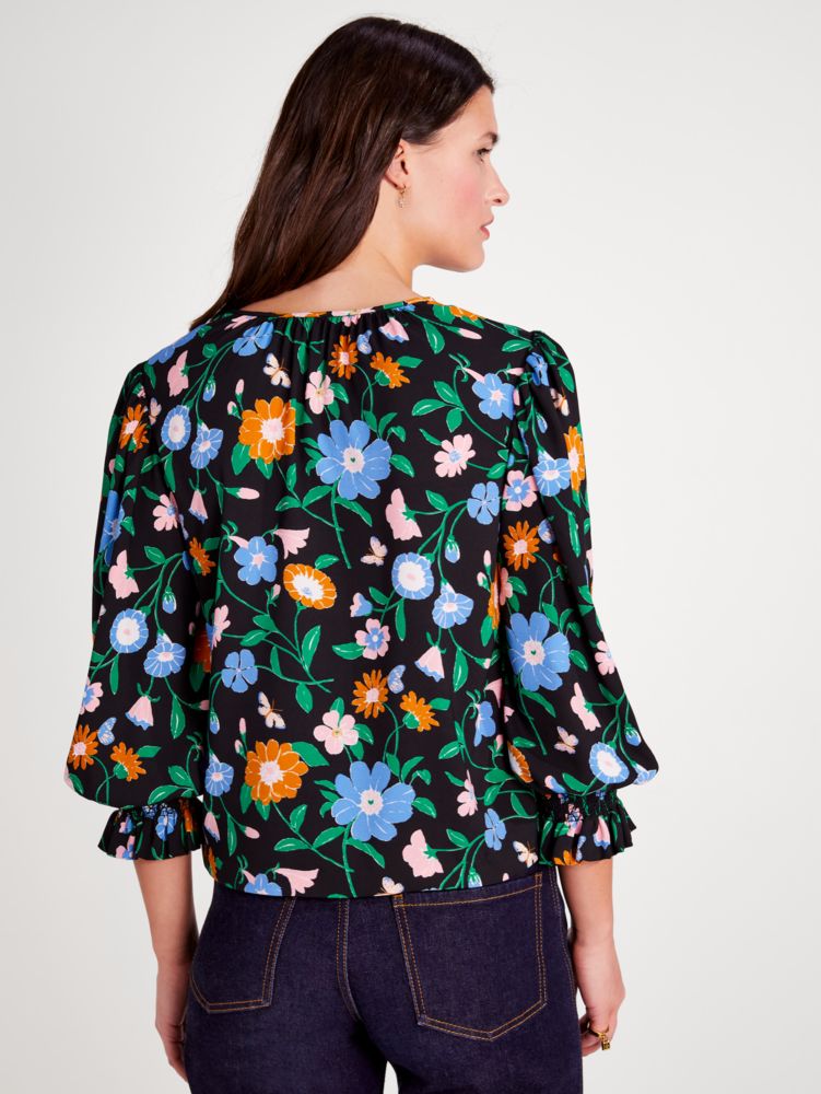 Kate Spade,Floral Garden Smocked Top,