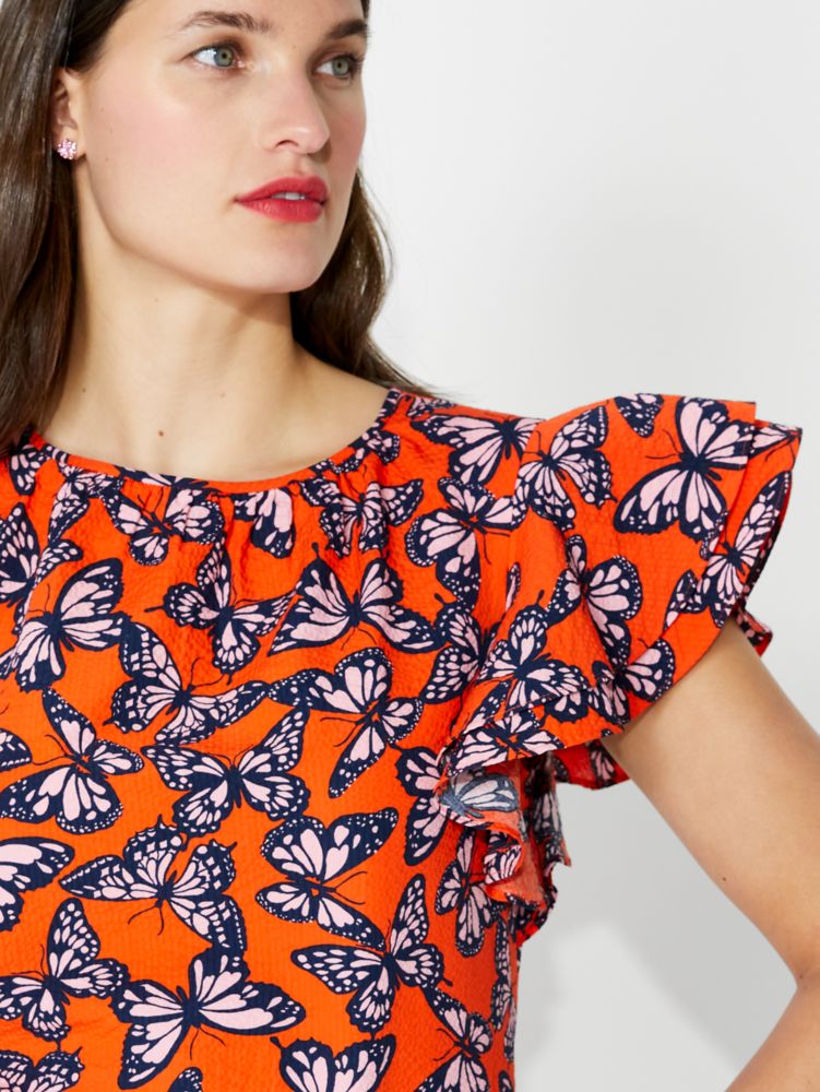 Kate Spade,Spring Flight Flutter-sleeve Top,