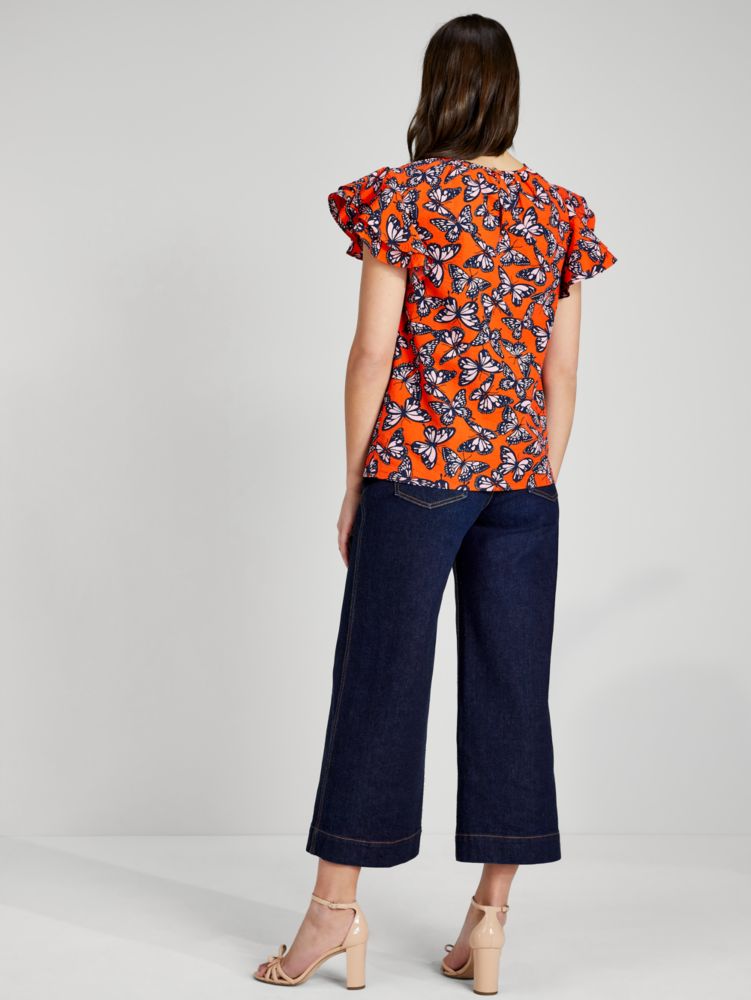 Kate Spade,Spring Flight Flutter-sleeve Top,