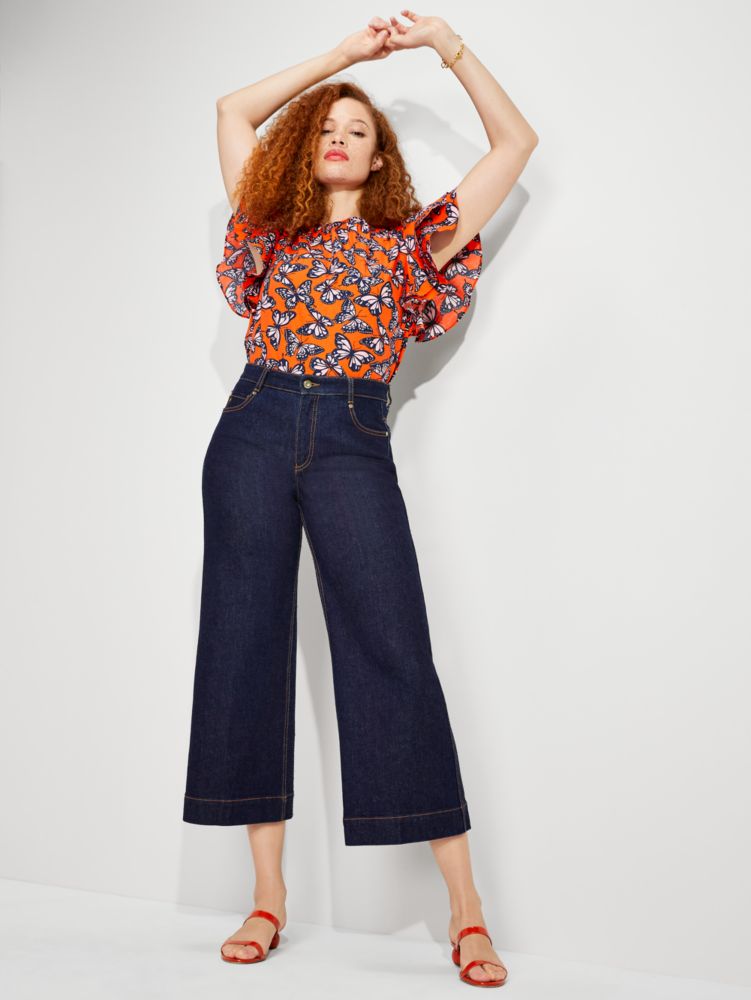 Kate Spade,Spring Flight Flutter-sleeve Top,