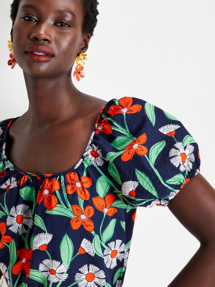Daisy Vines Puff-sleeve Top, , Product