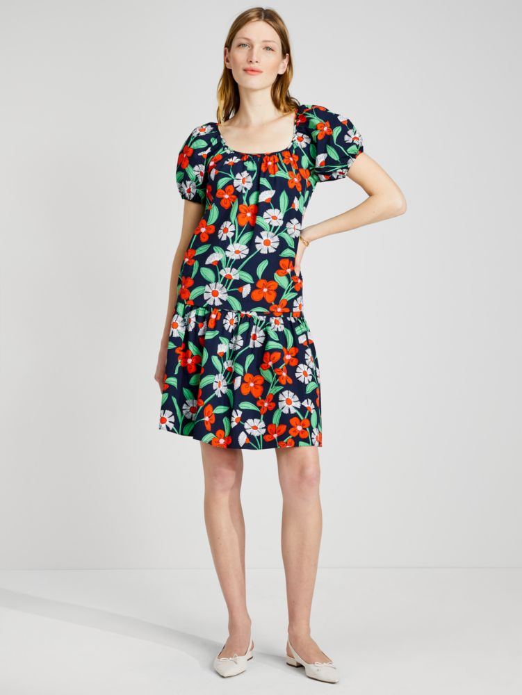 Kate Spade,Daisy Vines Flounce Skirt,Squid Ink