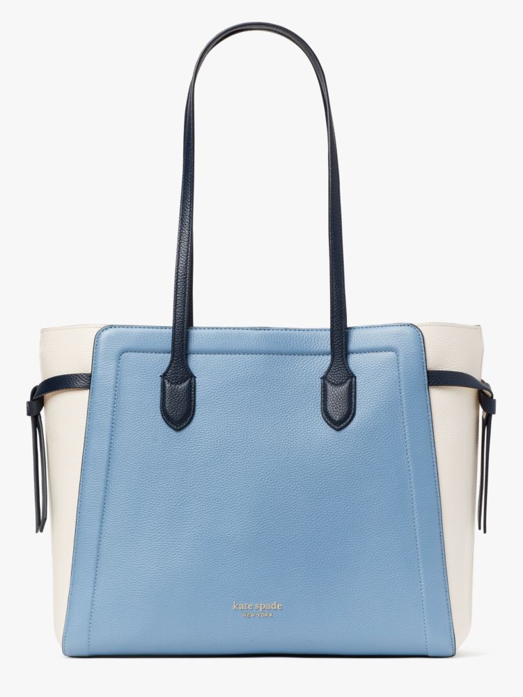 kate spade new york◇knott colorblocked large tote/レザー/BEG